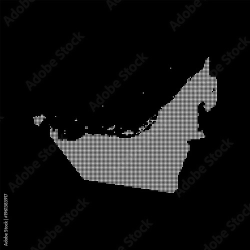 United Arab Emirates Halftone Dot Pattern and Silhouette Modern Digital Style Map Vector Illustration