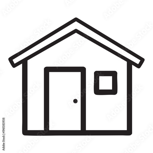 A simple line drawing of a garden shed outline in a clear vector format.