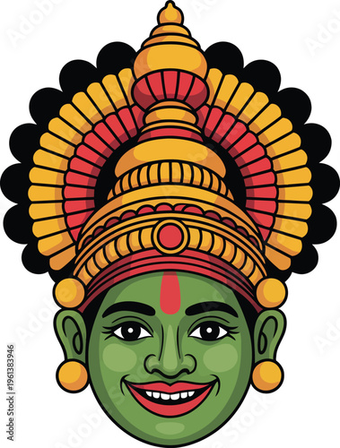 Kathakali Face Traditional Kerala Cultural Illustration Design