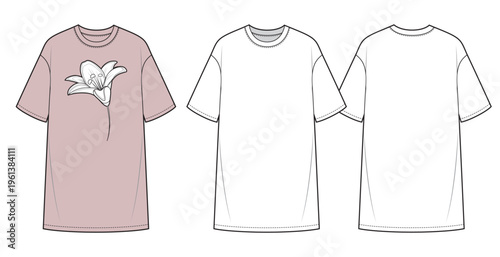 Oversize T-shirt dress, fashion Illustration