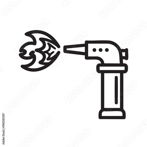 A clear vector illustration of a gas torch with a flame.