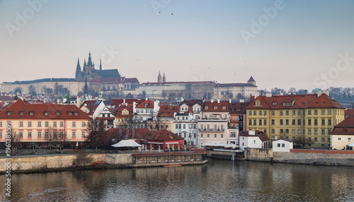 charles Bridge in Prague  Czech Republic at sunrise with historic statues