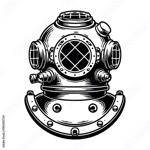 Vintage deep sea diving helmet representing historical underwater exploration, adventure, and maritime heritage