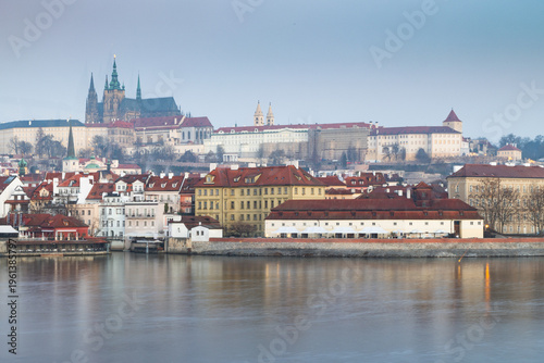 charles Bridge in Prague  Czech Republic at sunrise with historic statues