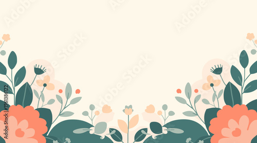 A calming and modern abstract flower design with peach and green hues, perfect for creative projects and backgrounds.