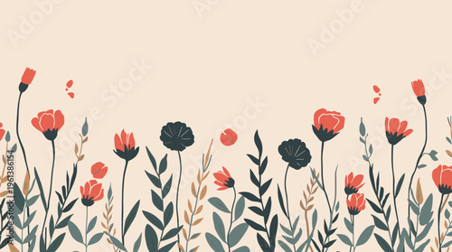 A calming and minimalist illustration of leaves on a cream background, perfect for design and decor projects that require a natural and soothing aesth