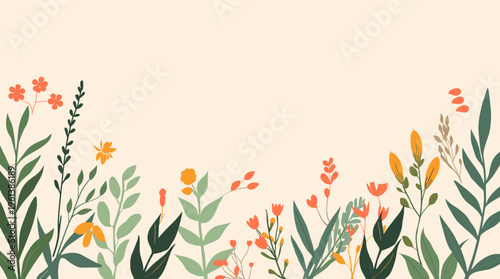 A stylized illustration of green leaves on a cream background, evoking a sense of calmness and serenity.