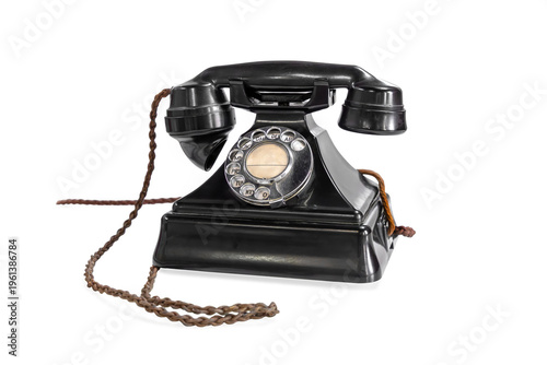 Canvastavla Vintage bakelite rotary telephone isolated on white background