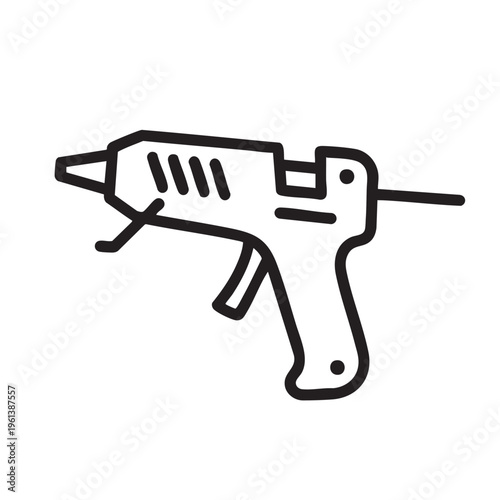 A clear vector illustration of a hot glue gun outline.