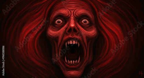 Terrified woman with open mouth.