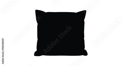 Black square cushion isolated on a white background a striking silhouette
