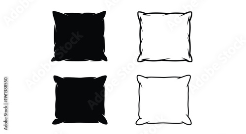 Four pillows in contrasting styles a bold graphic silhouette