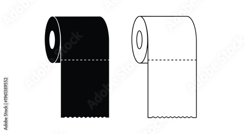 Two toilet paper rolls one dark and one light in silhouette