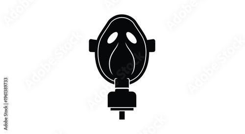Black gas mask icon with a distinct bold silhouette