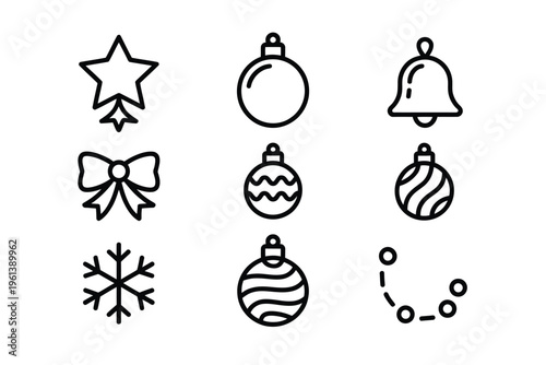 Minimal Christmas Decor Icons Collection in Line Style