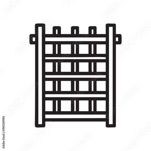 A clear outline of a garden trellis against a plain background for design purposes.