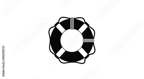 Simple black and white life preserver illustration a striking silhouette