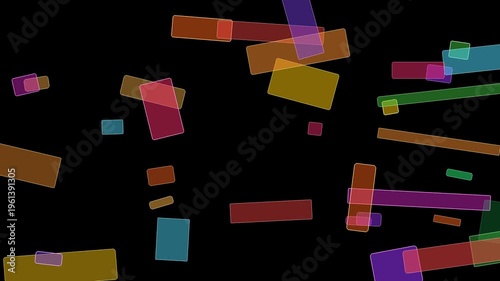 a stream of flying geometric shapes