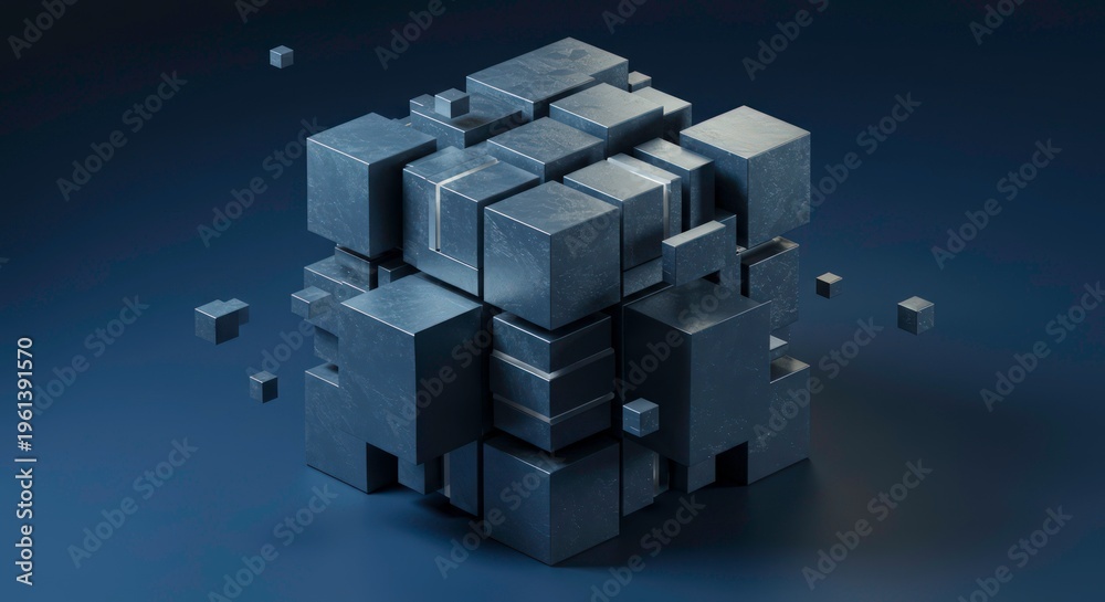 Fototapeta premium 3D cubes falling apart slowly.