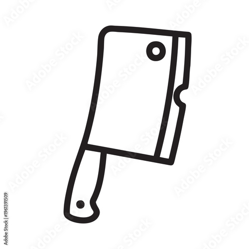 Black outline drawing of a single meat cleaver on a white background
