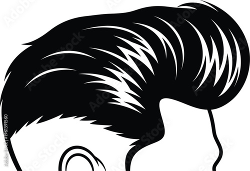 Man getting a haircut and styling his pompadour