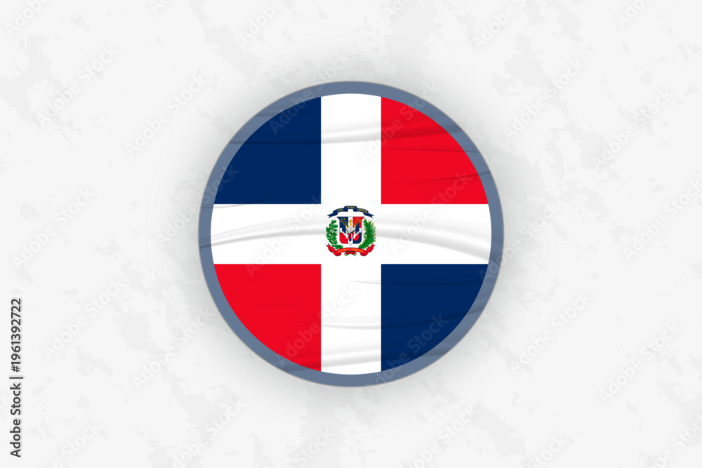 Obraz premium Dominican Republic Flag Circular Sticker Design, National Pride Decal.