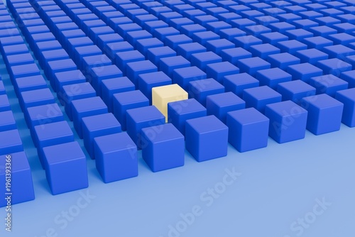 Εκτύπωση καμβά cube grid concept yellow cube among blue cubes 3D render