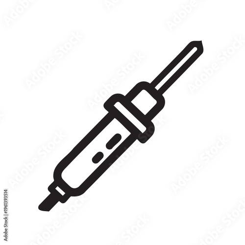 An outline illustration of a soldering iron on a clear background.