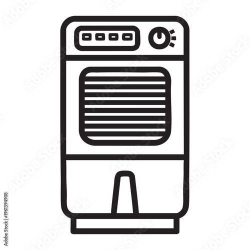 A clear outline illustration of a dehumidifier with a simple design and clean lines