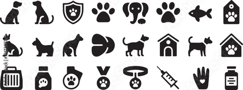 pet icon collection veterinary care symbols and signs