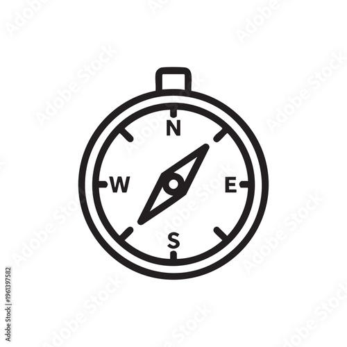 An illustration of a clear pocket compass outline viewed from above.