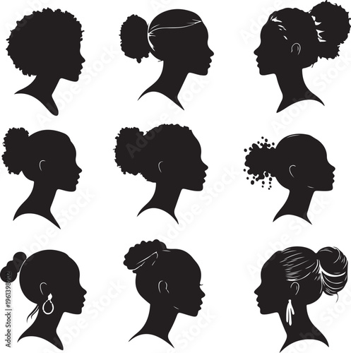African American Women Silhouette Profiles.