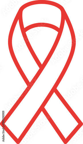 A simple red awareness ribbon symbol is depicted with clean lines against a transparent background