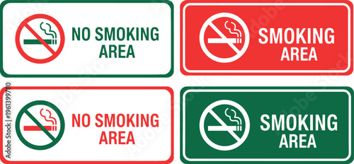 Smoking and no smoking area signs