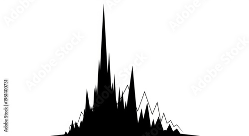 Abstract black silhouette representing a jagged, sharp mountain range or a complex data graph.