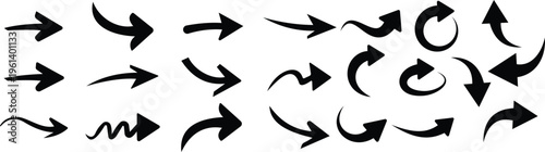 Black curved arrow pointing upwards set icon on white background