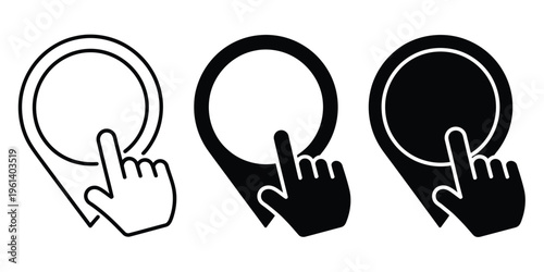 Pin location icon clicked, map marker with highlight or ripple effect, active geolocation indicator, navigation and GPS concept, minimal flat design, vector illustration isolated on white background.