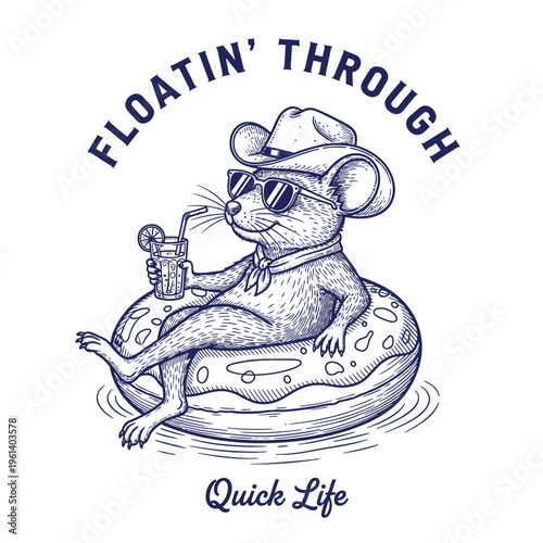 Mouse Wearing Sunglasses and Cowboy Hat.