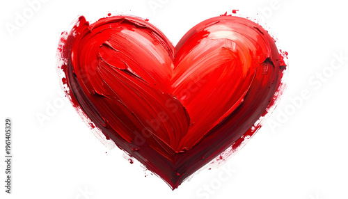 A textured, red heart with painterly brushstrokes on a black backdrop