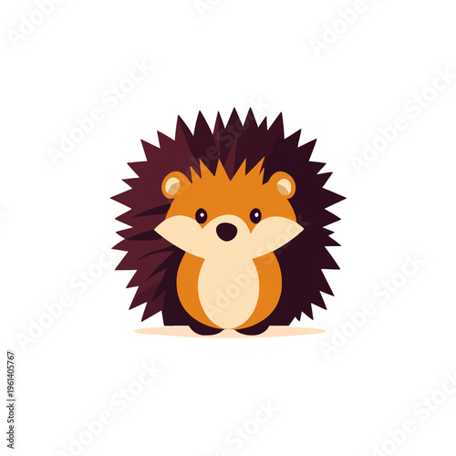 Cute Hedgehog Character Illustration Art, Simple Design, Cartoon Style. Adorable Forest Animal, kids book illustration. vector art, childish drawing, happy mascot, funny animal character
