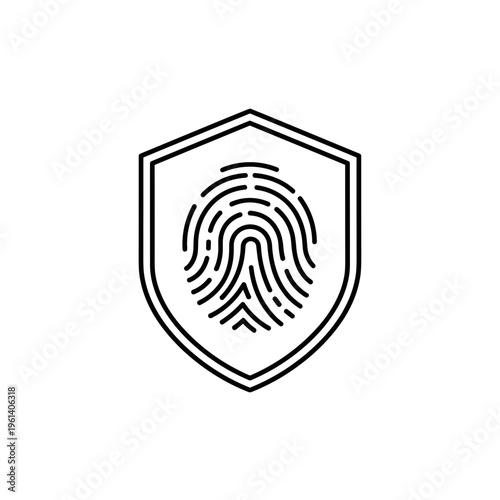 Fingerprint inside shield symbolizing security and protection  