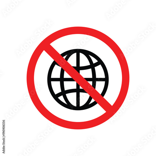 Prohibition sign with a globe symbol