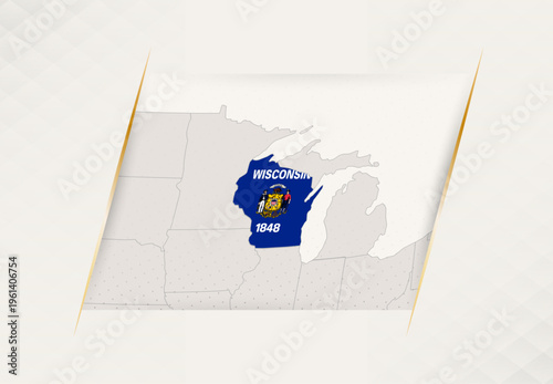 Wisconsin Country Map Featuring National Flag Colors.