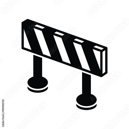 Black and white roadblock sign with diagonal stripes