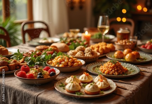 Stunning Eid Al-Fitr Feast Luxurious Food Spread Traditional Exquisite Table Appetizers Desserts