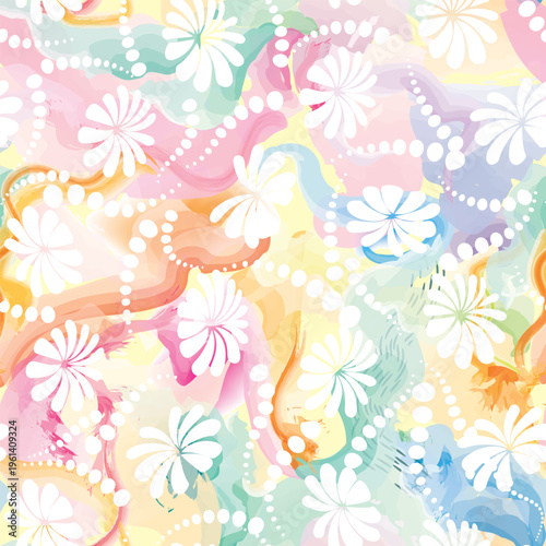 Floral seamless pattern. Flower bloom background. Flourish garden texture wit...