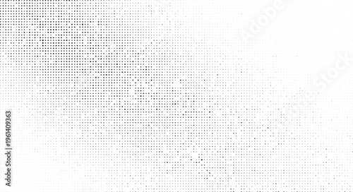 Faded monochrome halftone dots scattering across transparent grid background.