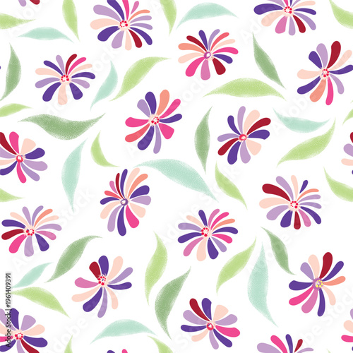 Floral seamless pattern. Flower bloom background. Flourish garden texture wit...