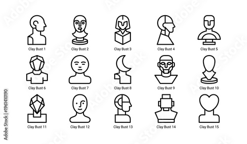 Diverse clay bust designs featuring geometric and abstract faces