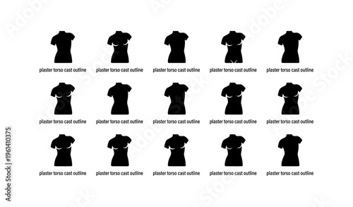 Silhouettes of torso casts in black on white background